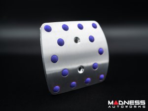 FIAT 500 Pedal Set + Footrest - Black Italy - Automatic - Aluminum w/ Blue Rubber Grips